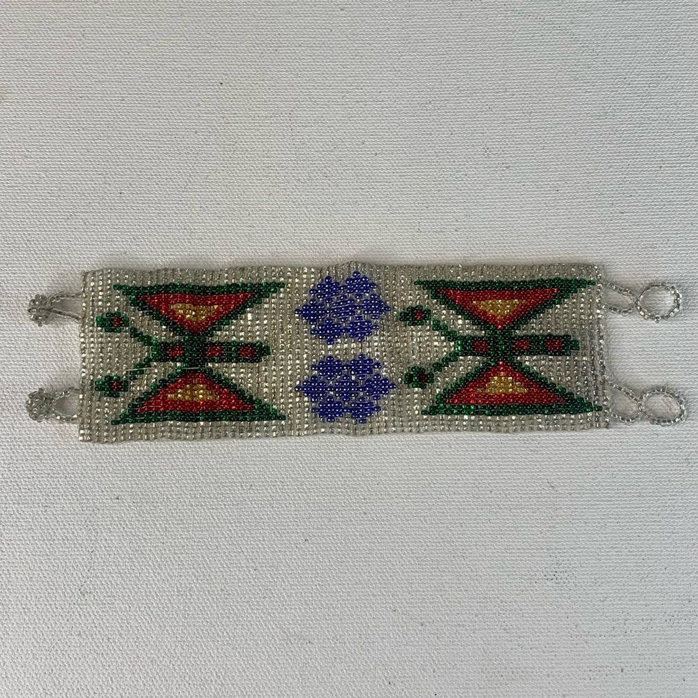 Glass Seed Bead Butterfly Cuff Bracelet Handmade Huichol Native American Style - Picture 3 of 16